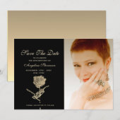 Foto 50. Geburtstag Chic Black Save The Date (Vorne/Hinten)