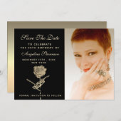 Foto 50. Geburtstag Chic Black Save The Date (Vorne/Hinten)