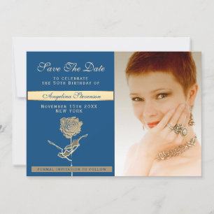 Foto 50. Geburtstag Luxus Klassik Blau und Gold Save The Date
