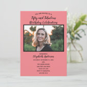 Foto 50. Geburtstag Rosa Fünfzig Fabelhaft Einladung (Stehend Vorderseite)