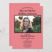 Foto 50. Geburtstag Rosa Fünfzig Fabelhaft Einladung (Vorne/Hinten)