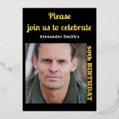 Foto 50. Geburtstag Schwarzes Gold Folieneinladung (Vorderseite)