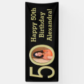 Foto 50. Geburtstagsparty Banner Schwarz/Gold (Vertikal)