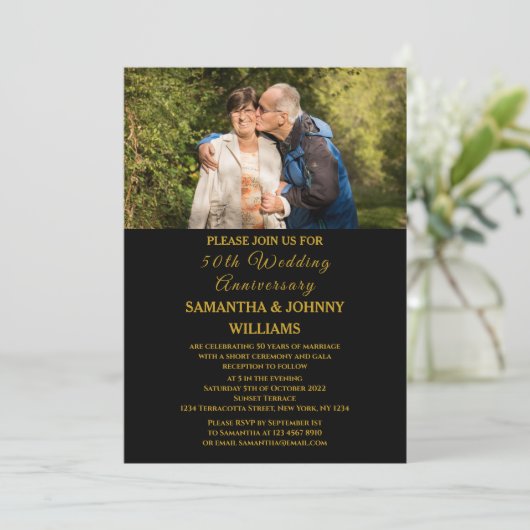 Foto 50. Hochzeitstag Gold Einladung (Stehend Vorderseite)
