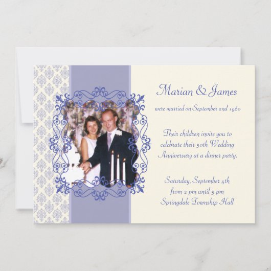 Foto 50. Hochzeitstag Party Einladung (Vorderseite)