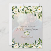 Foto 50 Jubiläum Party Weiße Blüte Einladung (Vorderseite)