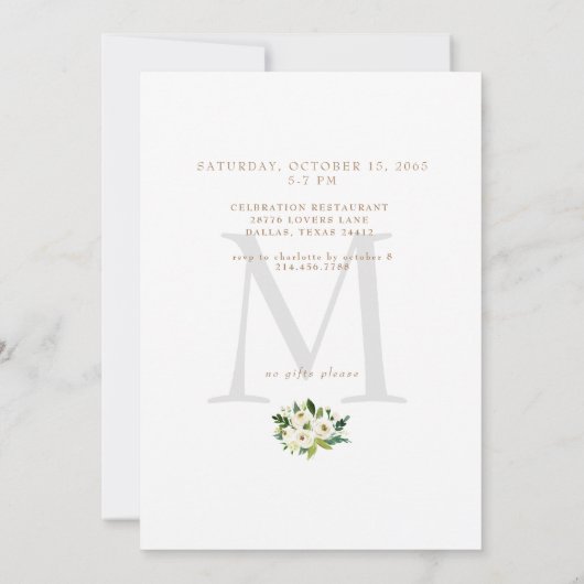 Foto 50 Jubiläum Party Weiße Blüte Einladung (Rückseite)