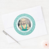 Foto 50. Party Random Number Pattern Aquamarin Runder Aufkleber (Umschlag)