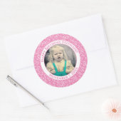 Foto 50. Party Random Number Pattern Pink Runder Aufkleber (Umschlag)