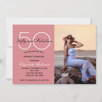 Foto 50 und fabelhafte Rosa Geburtstagseinladung Einladung