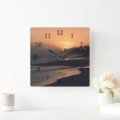 Foto 51: Beach sunset Ocean Quadratische Wanduhr (Zuhause)