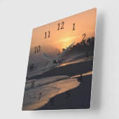 Foto 51: Beach sunset Ocean Quadratische Wanduhr (Winkel)