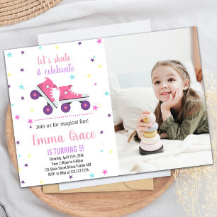 Foto 5th Pink Lila Skaten Geburtstagseinladungen Einladung