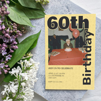 Foto 60. Geburtstag in Gelben Icons Themenälterer Einladung