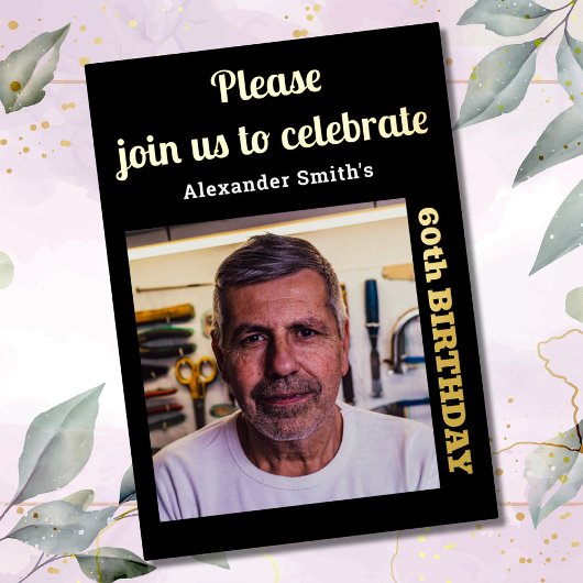 Foto 60. Geburtstag Schwarzes Gold Folieneinladung