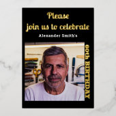 Foto 60. Geburtstag Schwarzes Gold Folieneinladung (Vorderseite)