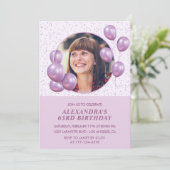 Foto 63. Geburtstag Einladungen Balloons Lila (Stehend Vorderseite)
