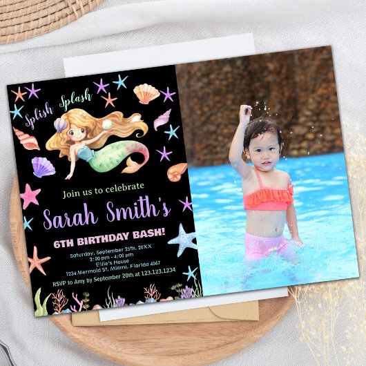 Foto 6. Lila unter der Meerjungfrau Geburtstag Einladung