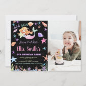 Foto 6. Rosa Unter der Meerjungfrau Geburtstag Einladung (Vorderseite)