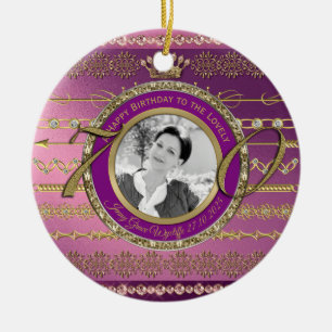 Foto 70. Geburtstag Gold Crown Diamonds Frame Keramik Ornament