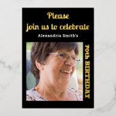 Foto 70. Geburtstag Schwarzes Gold Folieneinladung (Vorderseite)