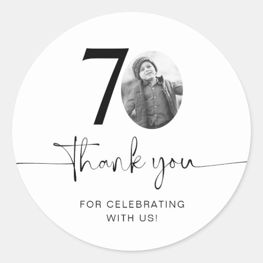 Foto 70. Geburtstag Vielen Dank Runder Aufkleber (Vorderseite)