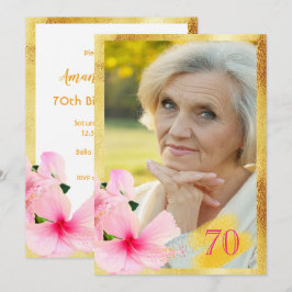 Foto 70. Geburtstagsparty tropisch-blumenweiß Einladung