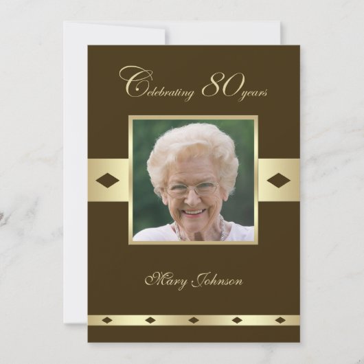 Foto 80. Geburtstagsparty Einladung Brown (Vorderseite)