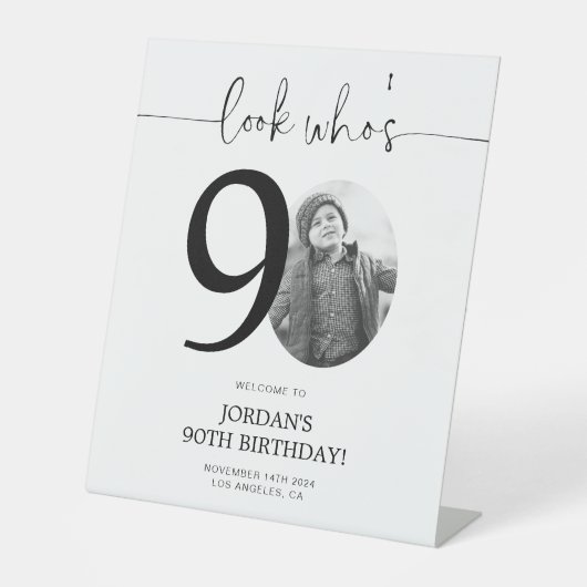 Foto 90. Geburtstag Begrüßungszeichen | Schau mal, Sockelschild (Vorderseite)