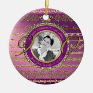 Foto 90. Geburtstag Gold Crown Diamonds Frame Keramik Ornament