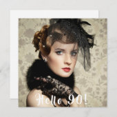 Foto 90. Geburtstagsparty Hallo 90 Einladung (Vorne/Hinten)