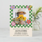 Foto 97. Geburtstagseinladung Retro Groovy Floral Einladung (Stehend Vorderseite)