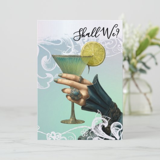 *~* FOTO A101 Verziert Cocktail 20 BACHELORETTE Einladung (Stehend Vorderseite)