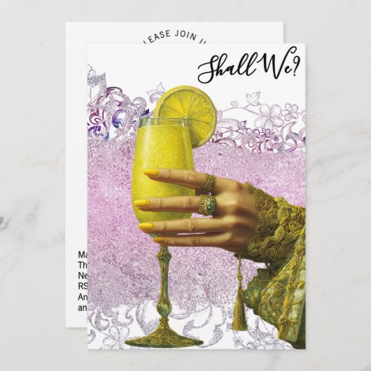 *~* FOTO A101 Verziert Cocktail 27 BACHELORETTE Einladung (Vorne/Hinten)