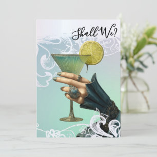 *~* FOTO A101 Verzierte Cocktail 20 JUNGGESELLINNE Einladung