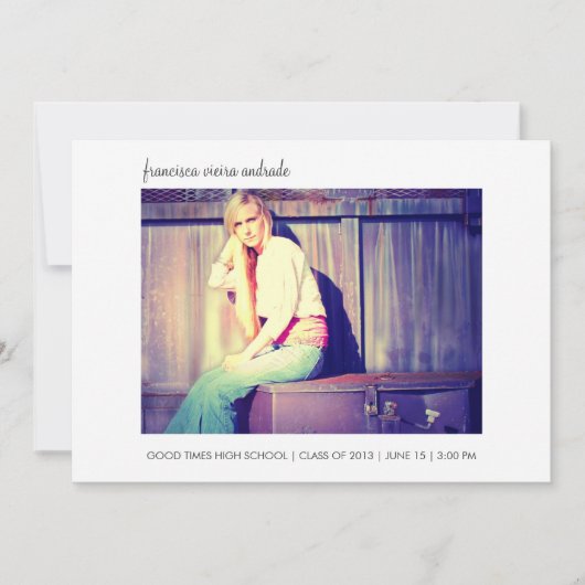 Foto-Abschluss 2013 Weißer Minimalistisch Ankündigung (Vorderseite)