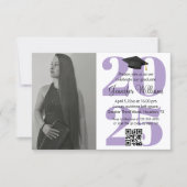Foto Abschluss 2025 Party qr Code lila chic Einladung (Vorderseite)