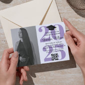 Foto Abschluss 2025 Party qr Code lila chic Einladung