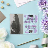 Foto Abschluss 2025 Party qr lila Skript Acryleinladungen (In Situ (Hochzeit))