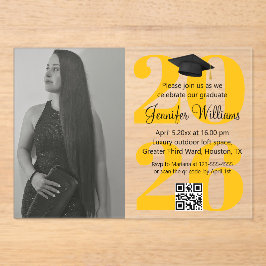 Foto Abschluss 2025 Party qr orangegelber Code Acryleinladungen