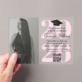 Foto Abschluss 2025 Party qr rosa Skript Acryleinladungen