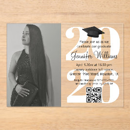 Foto Abschluss 2025 Party qr weites Skript Acryleinladungen