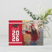 Foto Abschluss 2025 Red White Grad Ankündigung (Stehend Vorderseite)