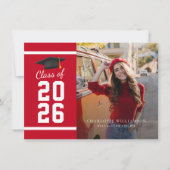 Foto Abschluss 2025 Red White Grad Ankündigung (Vorderseite)