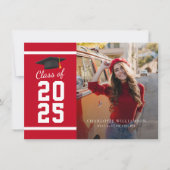 Foto Abschluss 2025 Red White Grad Ankündigung (Vorderseite)