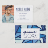 Foto Abschluss| Abstrakte Blaue Eiskristalle Telefonnummerkarte (Vorne/Hinten)