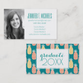 Foto Abschluss| Ananas-Doodle-Muster Telefonnummerkarte (Vorne/Hinten)