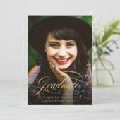 Foto Abschluss Ankündigung Classy Gold Script (Stehend Vorderseite)