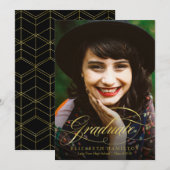 Foto Abschluss Ankündigung Classy Gold Script (Vorne/Hinten)