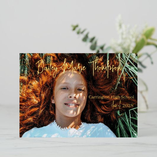 Foto Abschluss Ankündigung Real Foil Einladung (Stehend vorne)